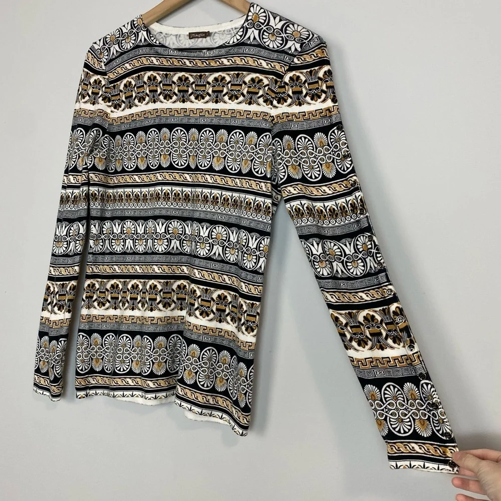 J. McLaughlin Catalina Cloth a button Sleeve Printed Top
